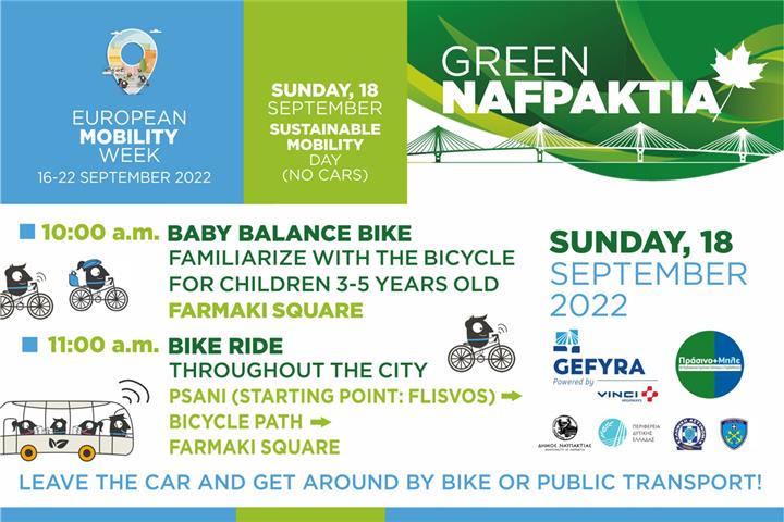 Sunday 18/9: Sustainable mobility day at Nafpaktos  on the initiative of GEFYRA S.A.